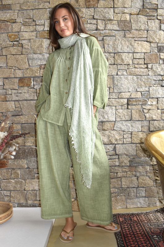 Loom & Thread Pin Tuck Blouse Washed Lawn /40=